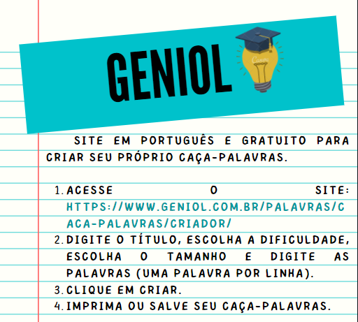 Geniol: como criar seu próprio caça-palavras online e gratuito